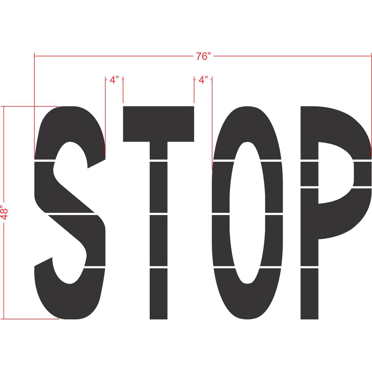 48 inch STOP stencil for roadway and parking lot pavement marking use