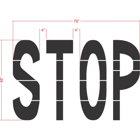 48 inch STOP stencil for roadway and parking lot pavement marking use