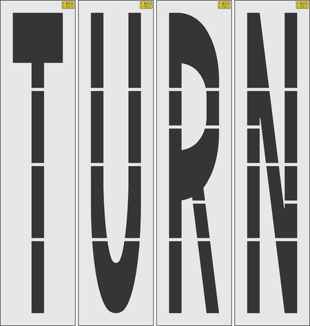 96 inch TURN stencil for large-format roadway and parking lot directional pavement striping applications