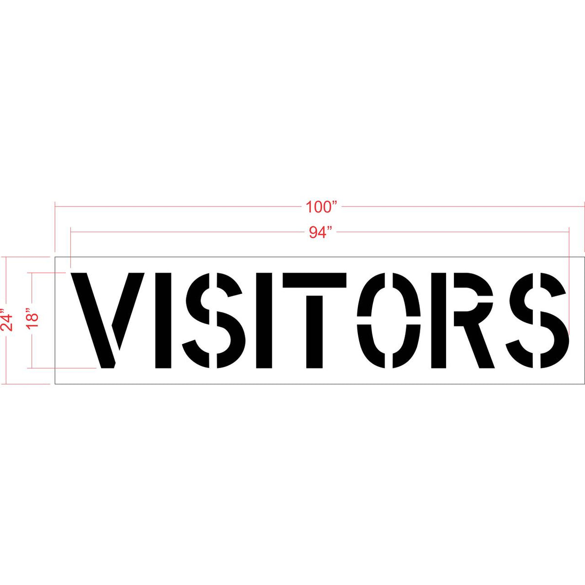 18 inch VISITORS stencil for parking lot and commercial pavement marking applications