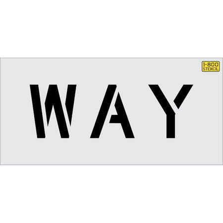 6 inch WAY stencil for small-format roadway and parking lot directional pavement striping applications
