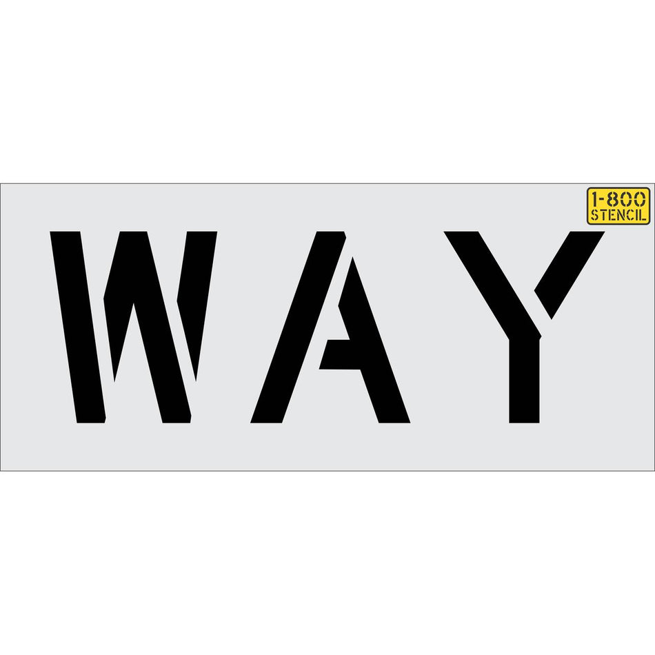 12 inch WAY stencil for roadway and parking lot directional pavement marking applications