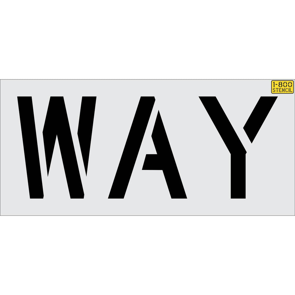 18 inch WAY stencil for directional roadway and parking lot pavement striping applications