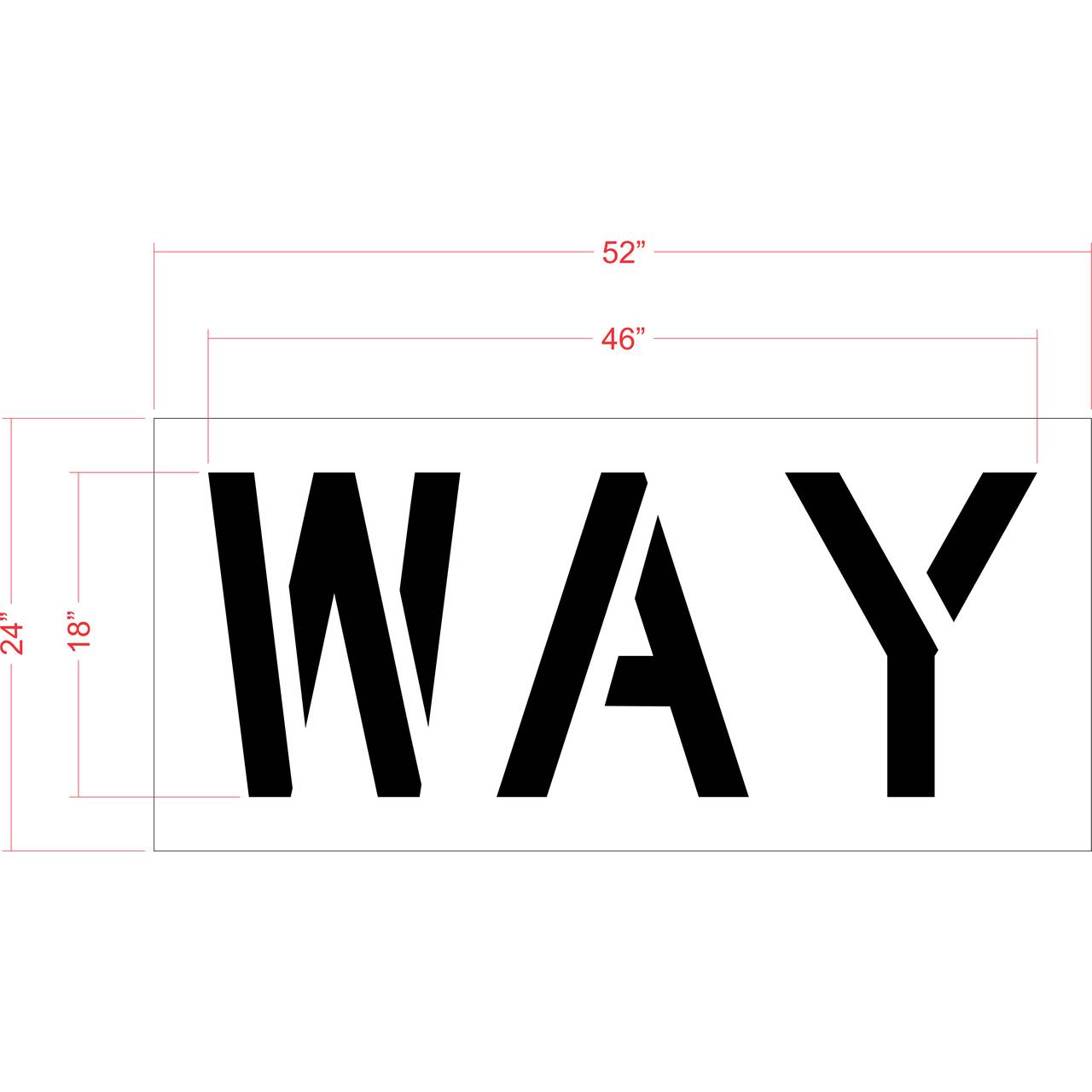 18 inch WAY stencil for directional roadway and parking lot pavement striping applications