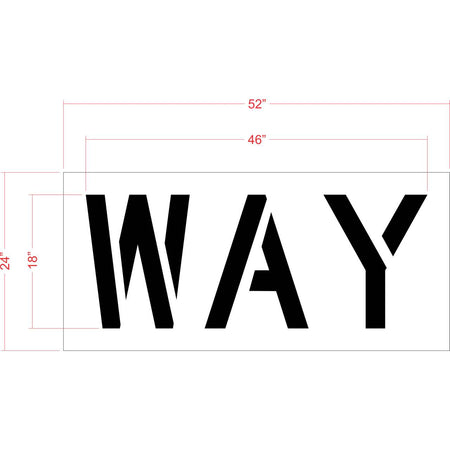 18 inch WAY stencil for directional roadway and parking lot pavement striping applications