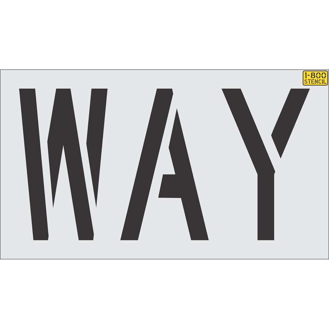 24 inch WAY stencil for directional roadway and parking lot pavement striping applications