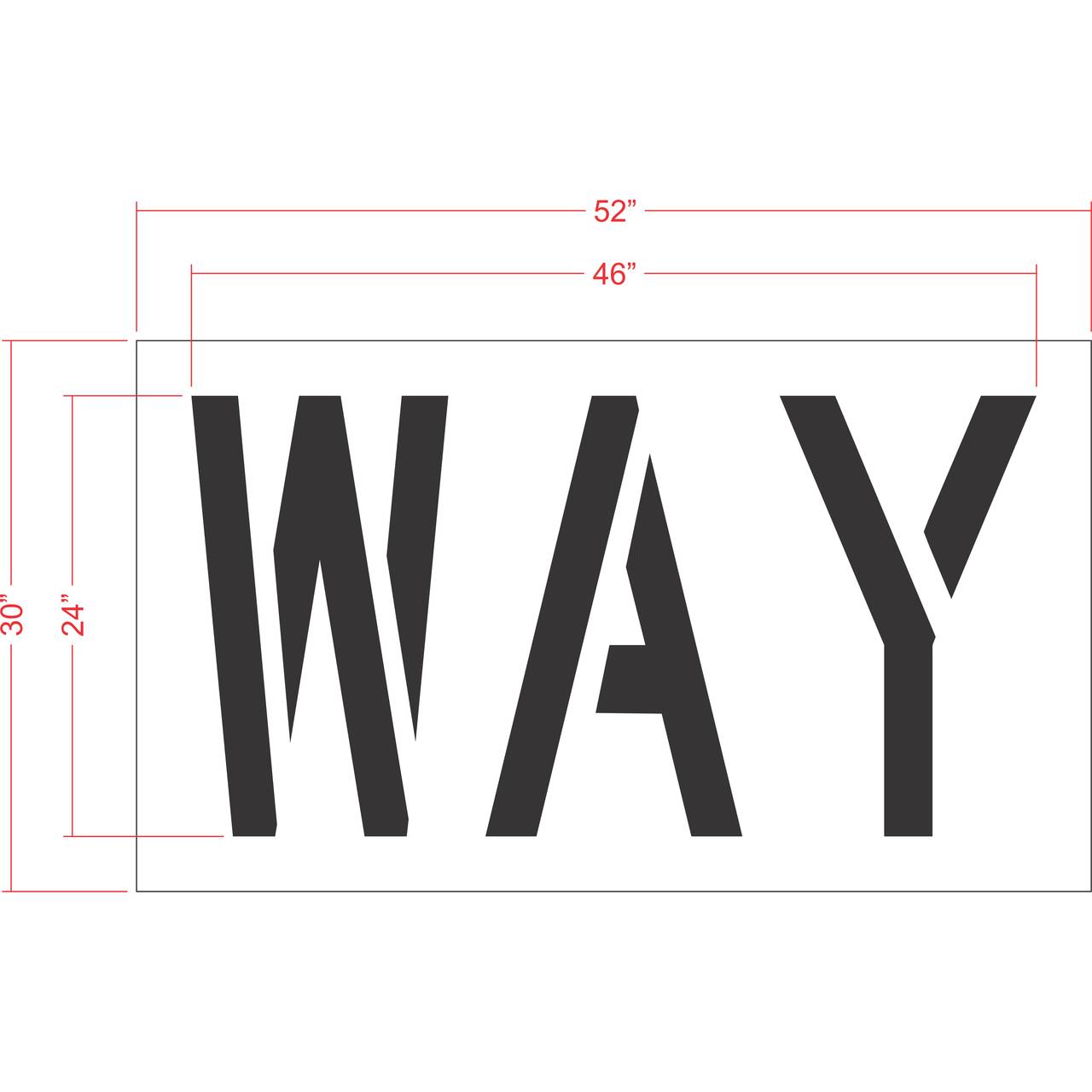 24 inch WAY stencil for directional roadway and parking lot pavement striping applications
