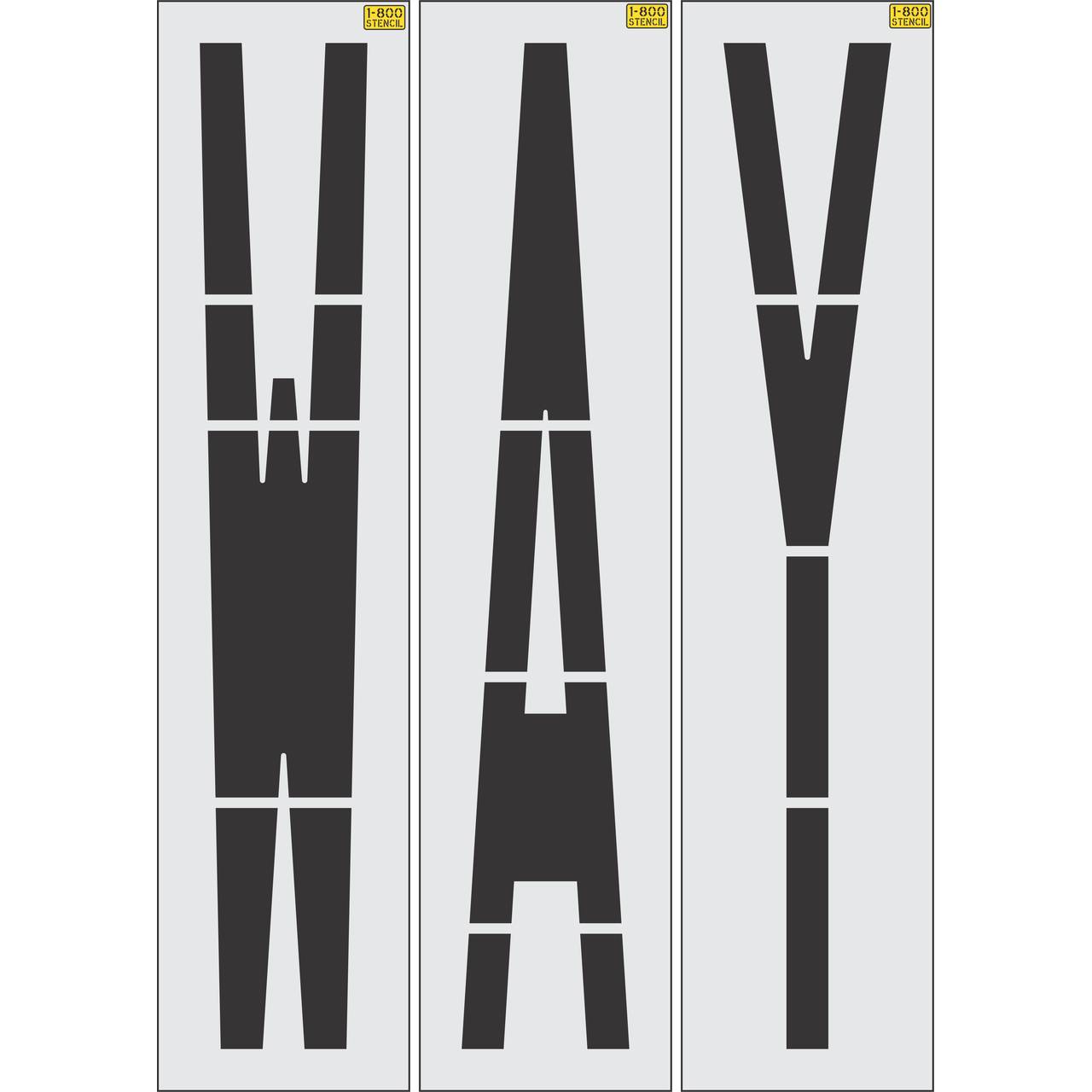 96 inch WAY stencil for large-format roadway and parking lot directional pavement striping applications