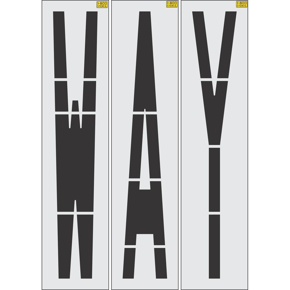 96 inch WAY stencil for large-format roadway and parking lot directional pavement striping applications