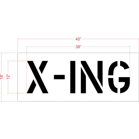 12 inch X-ING stencil for pedestrian crossing and roadway pavement marking applications