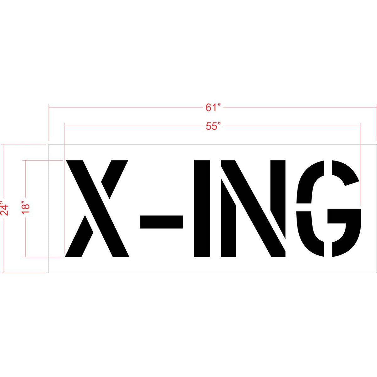 18 inch X-ING stencil for pedestrian crossing and roadway pavement marking applications