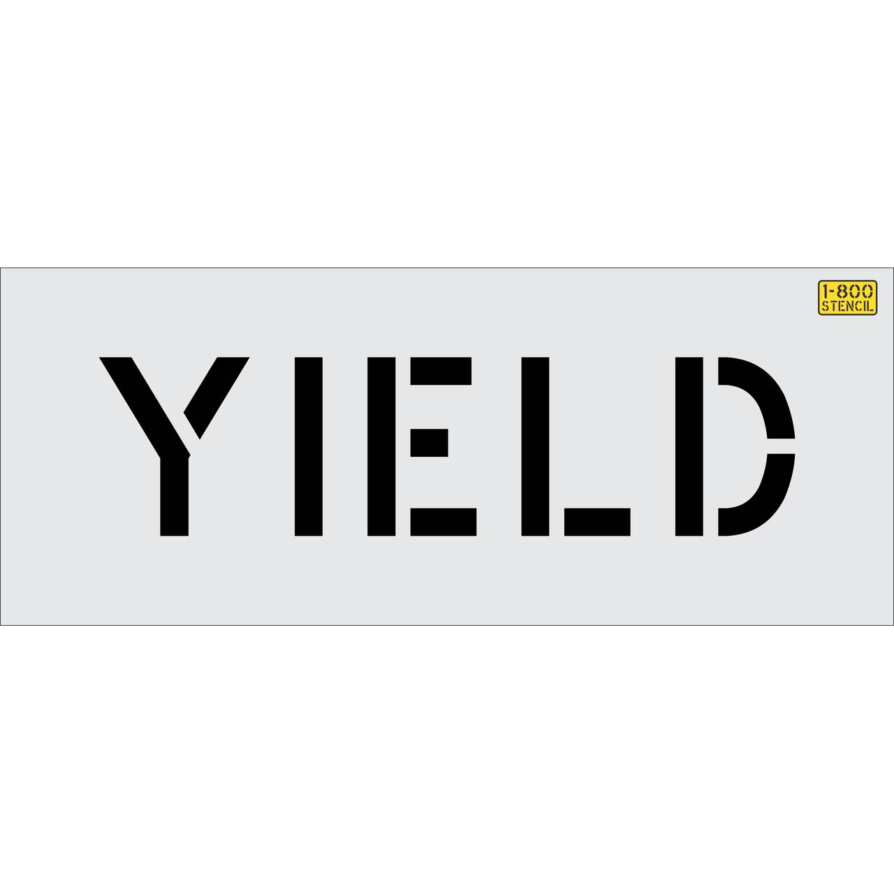 6 inch YIELD stencil for roadway intersection and commercial pavement traffic control striping applications