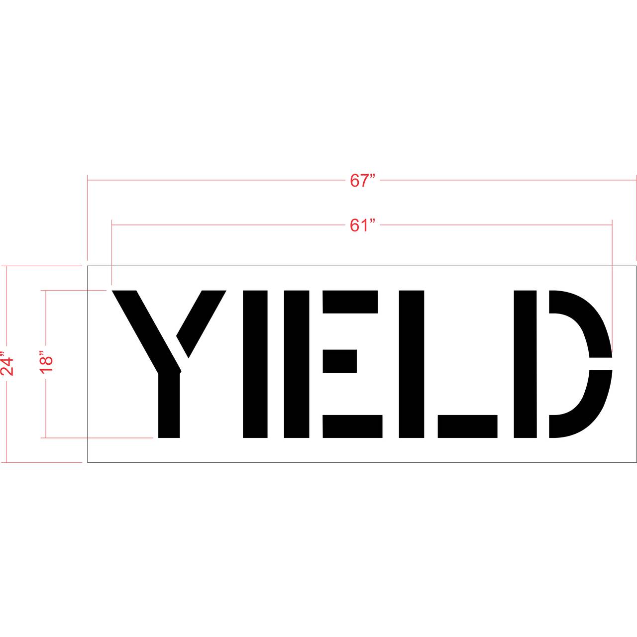 18 inch YIELD stencil for roadway intersection and commercial pavement traffic control striping applications