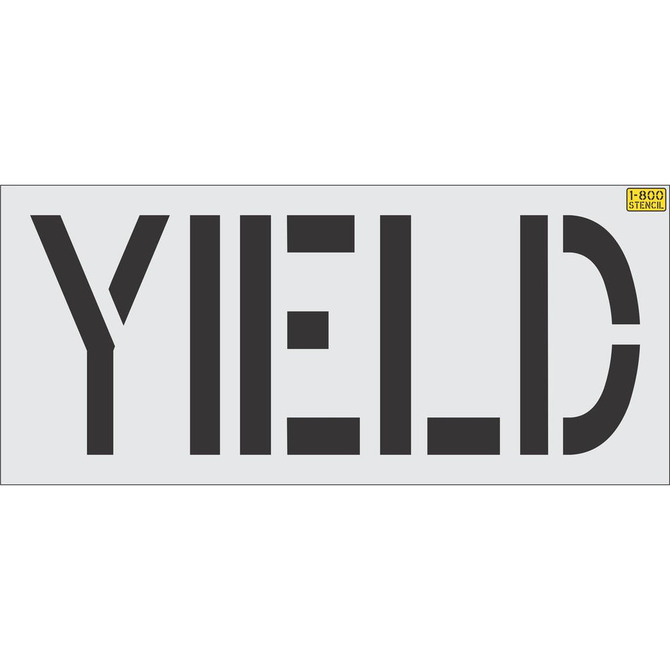 24 inch YIELD stencil for roadway intersection and commercial pavement traffic control striping applications
