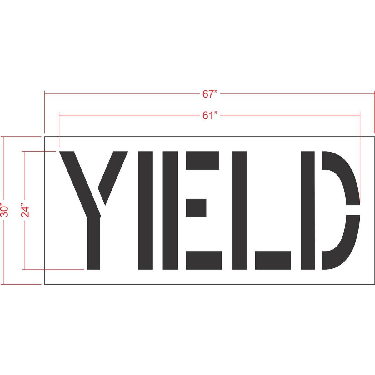 24 inch YIELD stencil for roadway intersection and commercial pavement traffic control striping applications