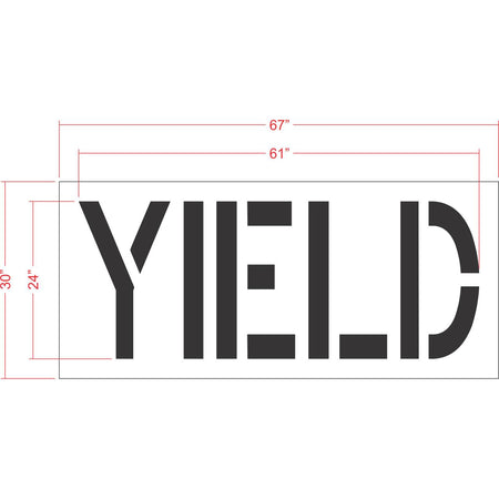 24 inch YIELD stencil for roadway intersection and commercial pavement traffic control striping applications