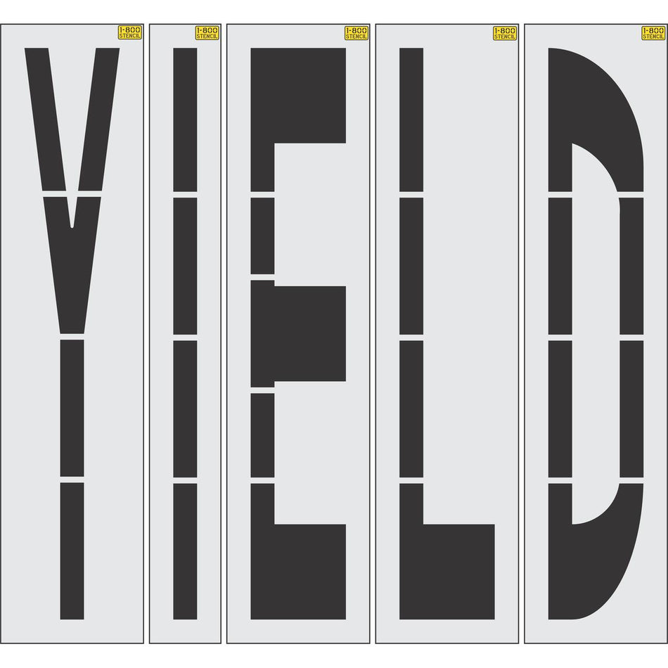 96 inch YIELD stencil for roadway intersection and commercial pavement traffic control striping