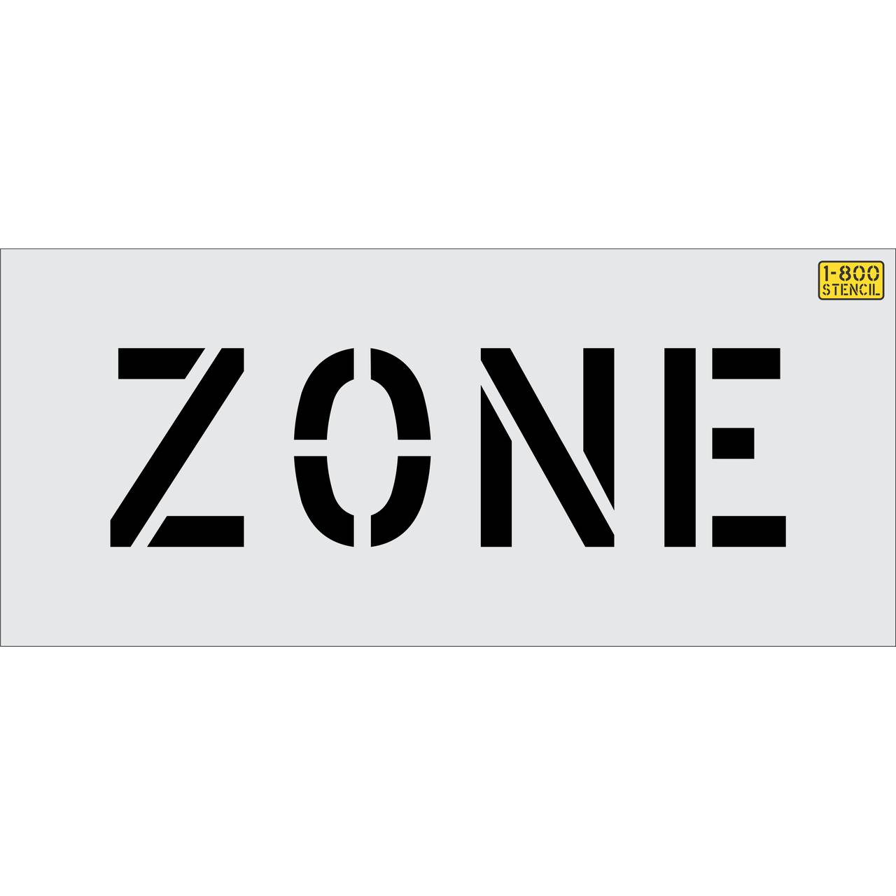 6 inch ZONE stencil for roadway and commercial pavement striping applications