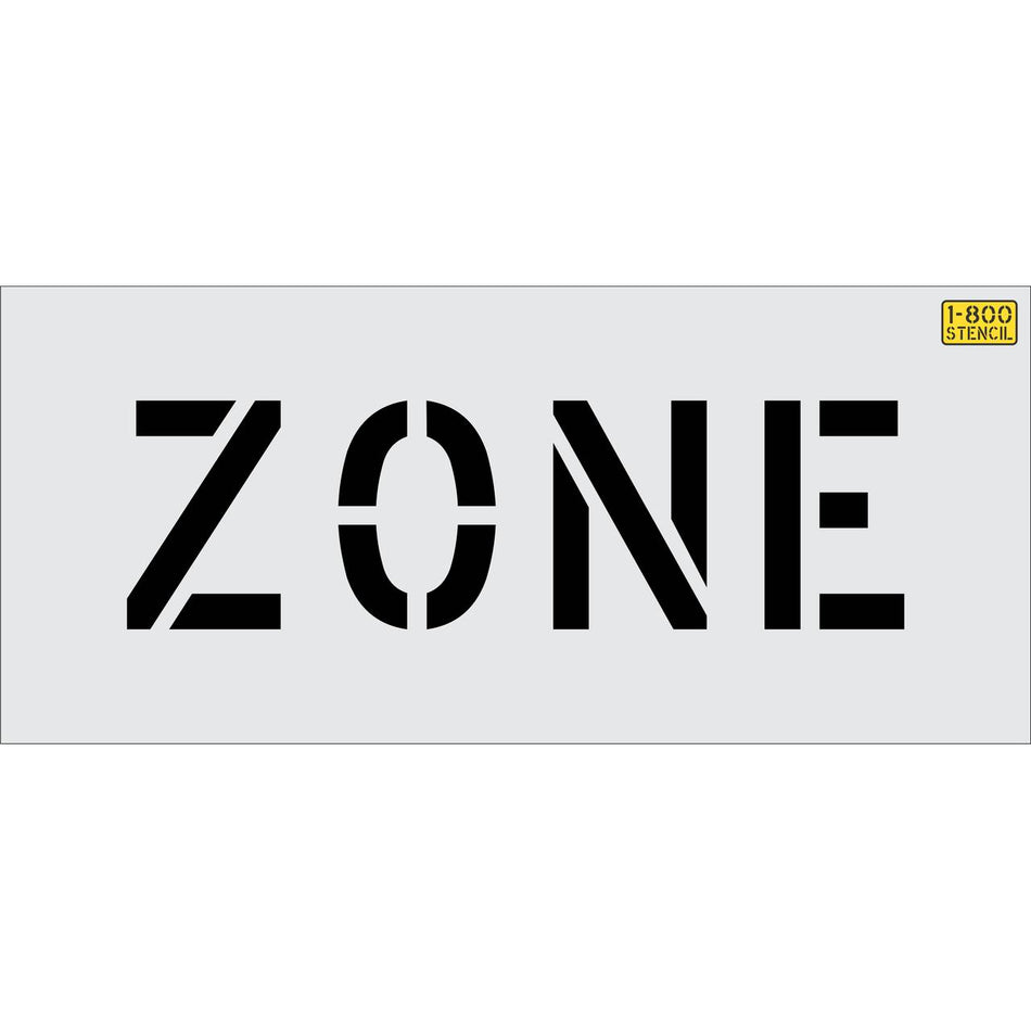 6 inch ZONE stencil for roadway and commercial pavement striping applications