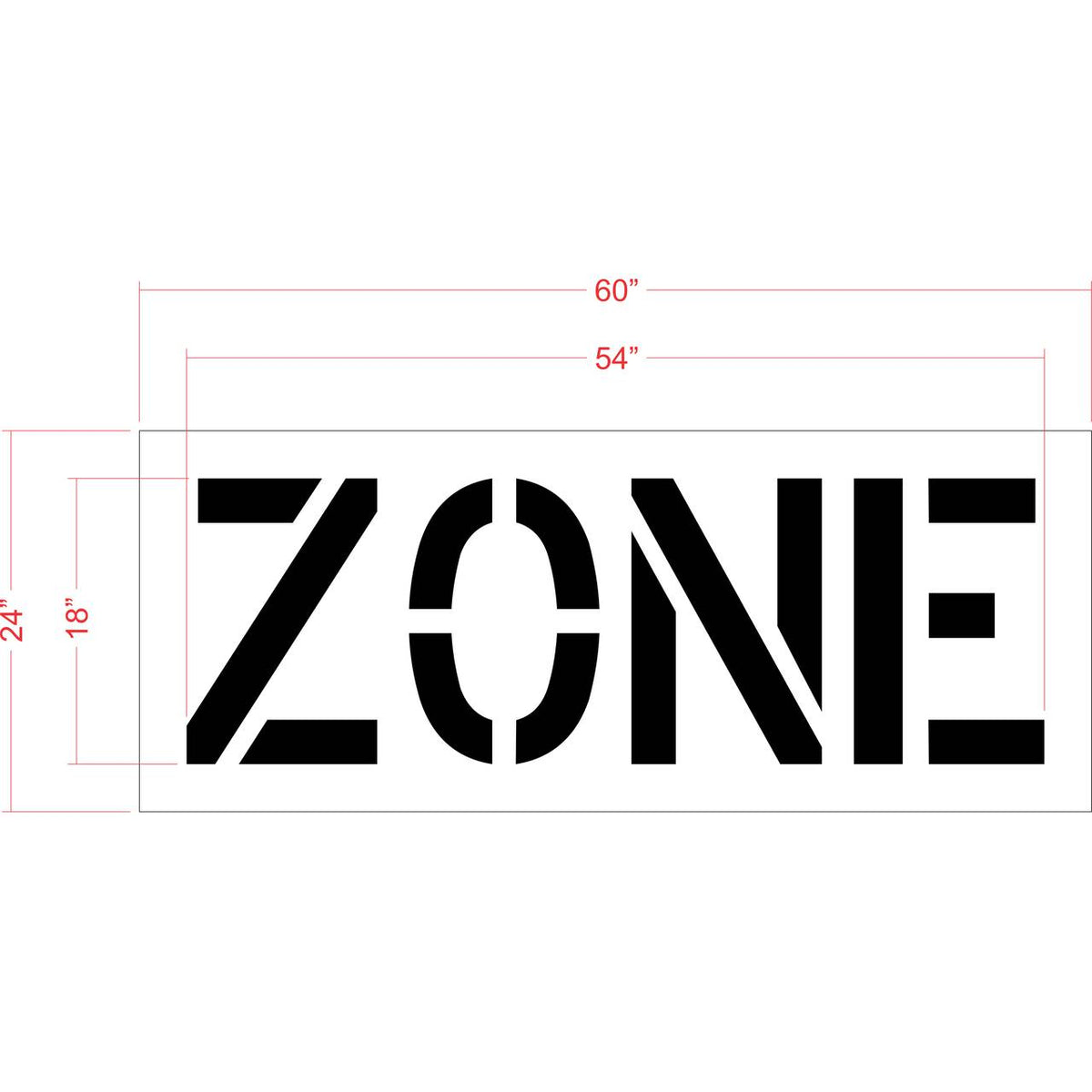 18 inch ZONE stencil for roadway and commercial pavement striping applications