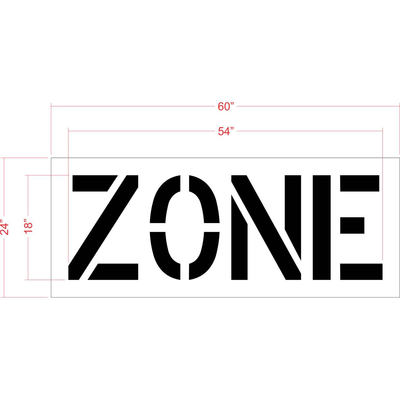 18 inch ZONE stencil for roadway and commercial pavement striping applications
