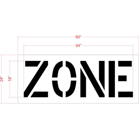18 inch ZONE stencil for roadway and commercial pavement striping applications