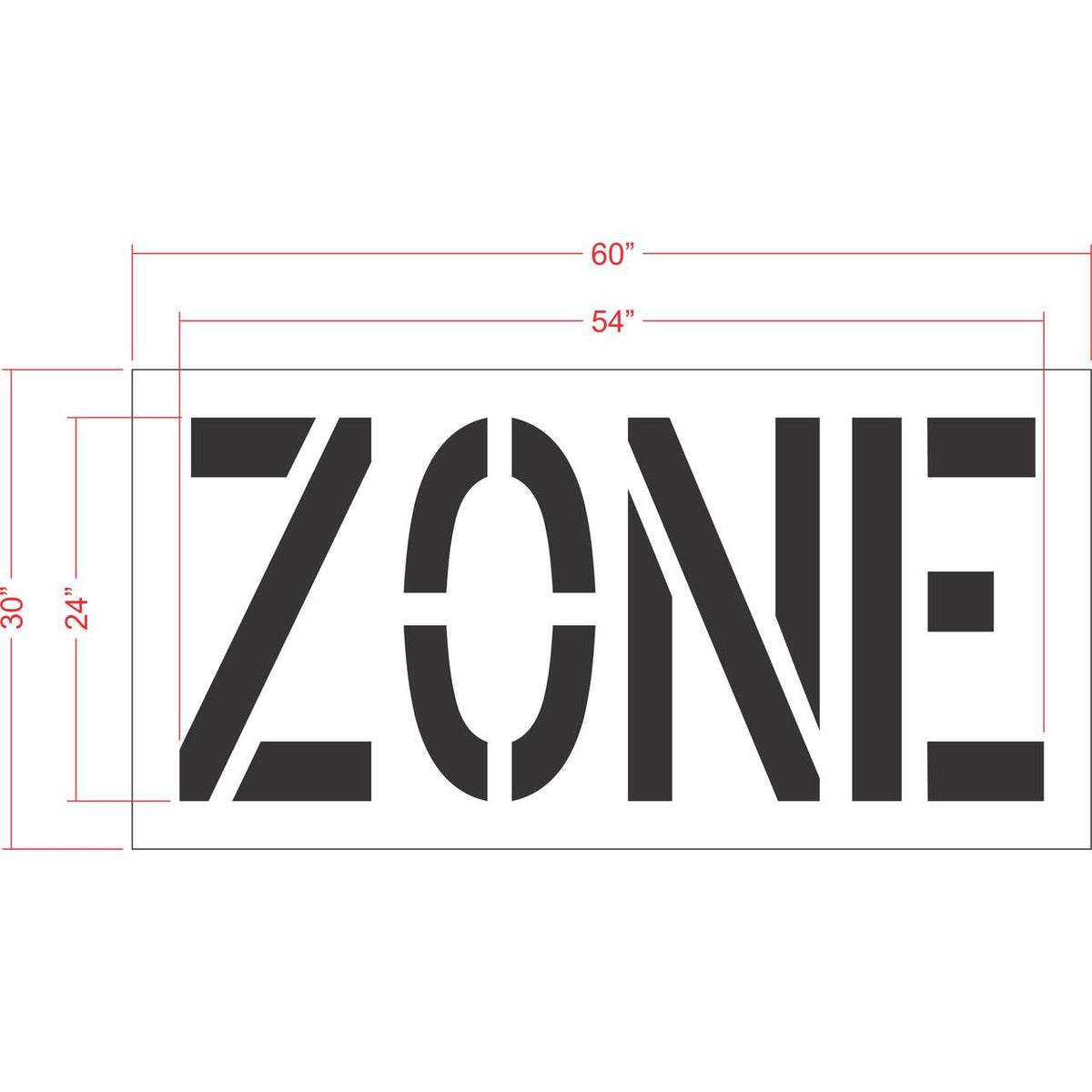 24 inch ZONE stencil for roadway and commercial pavement striping applications
