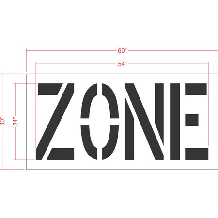 24 inch ZONE stencil for roadway and commercial pavement striping applications
