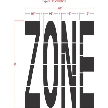 96 inch ZONE stencil for roadway and commercial pavement striping applications