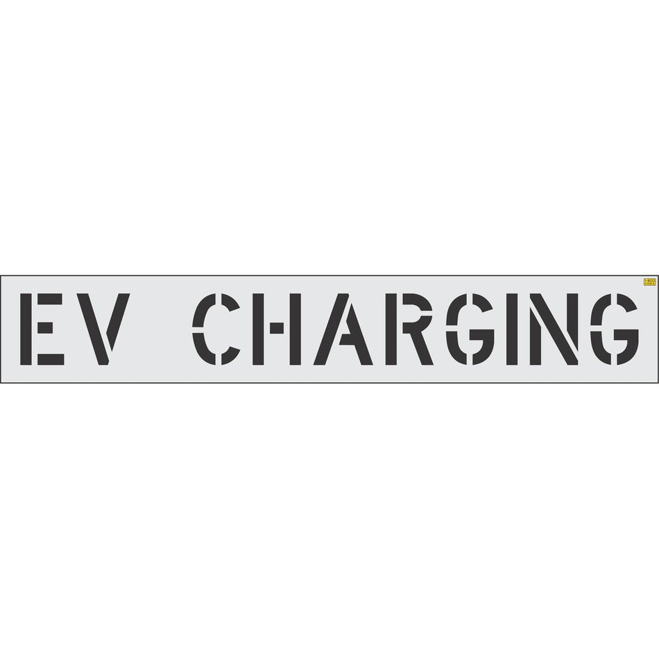 12 inch EV CHARGING pavement marking stencil for electric vehicle charging station and parking lot striping applications