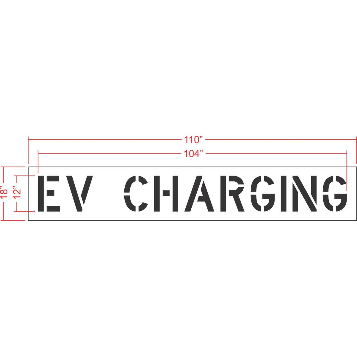12 inch EV CHARGING pavement marking stencil for electric vehicle charging station and parking lot striping applications