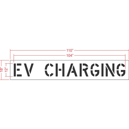 12 inch EV CHARGING pavement marking stencil for electric vehicle charging station and parking lot striping applications