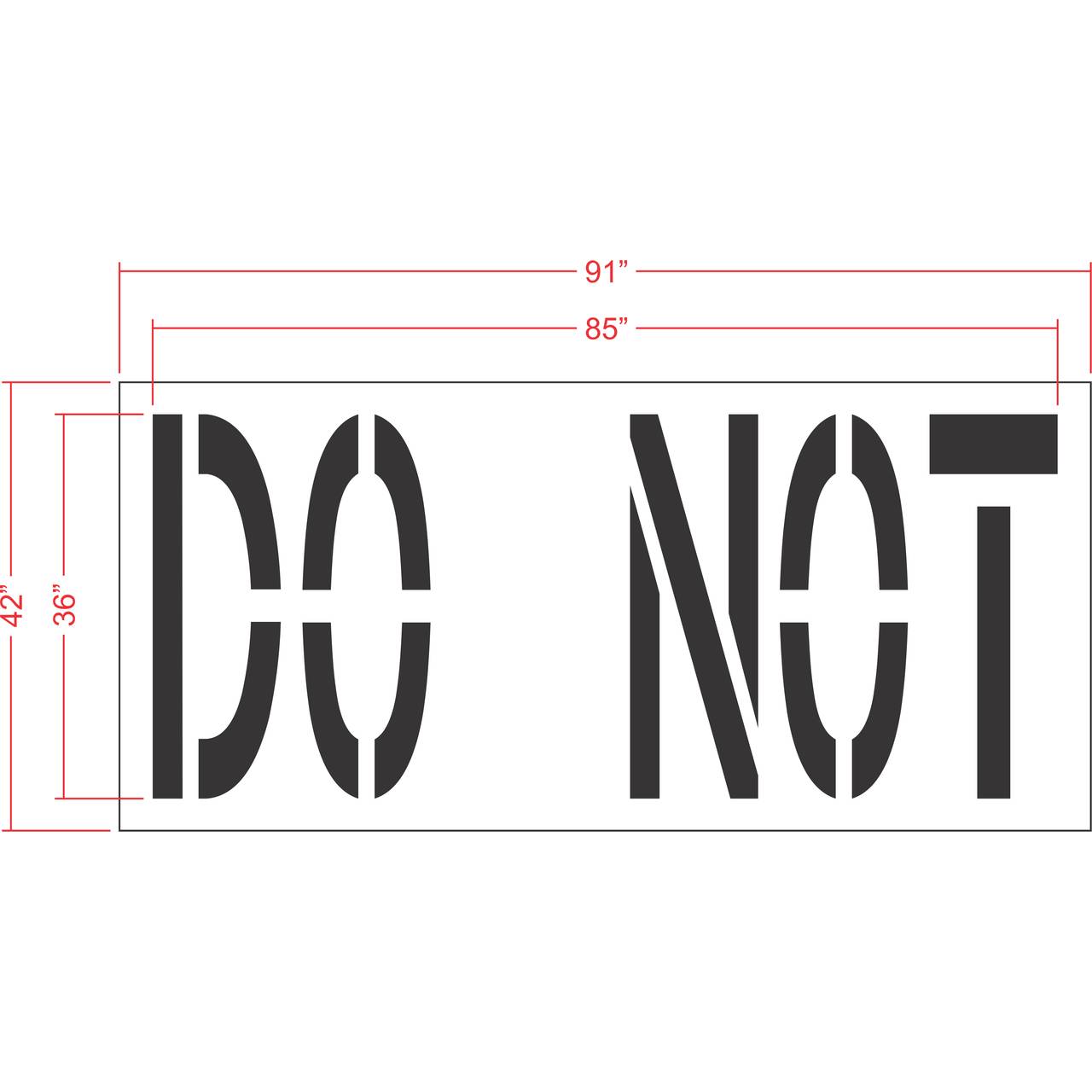 36 inch DO NOT stencil for roadway and parking lot directional pavement marking applications