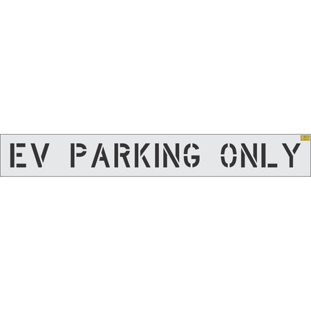 8 inch EV PARKING ONLY pavement marking stencil for electric vehicle charging space and parking lot striping applications