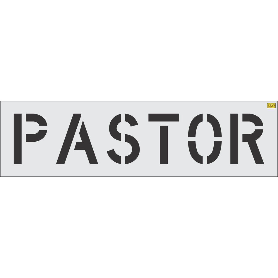12 inch PASTOR pavement marking stencil for church parking lot and clergy space striping applications