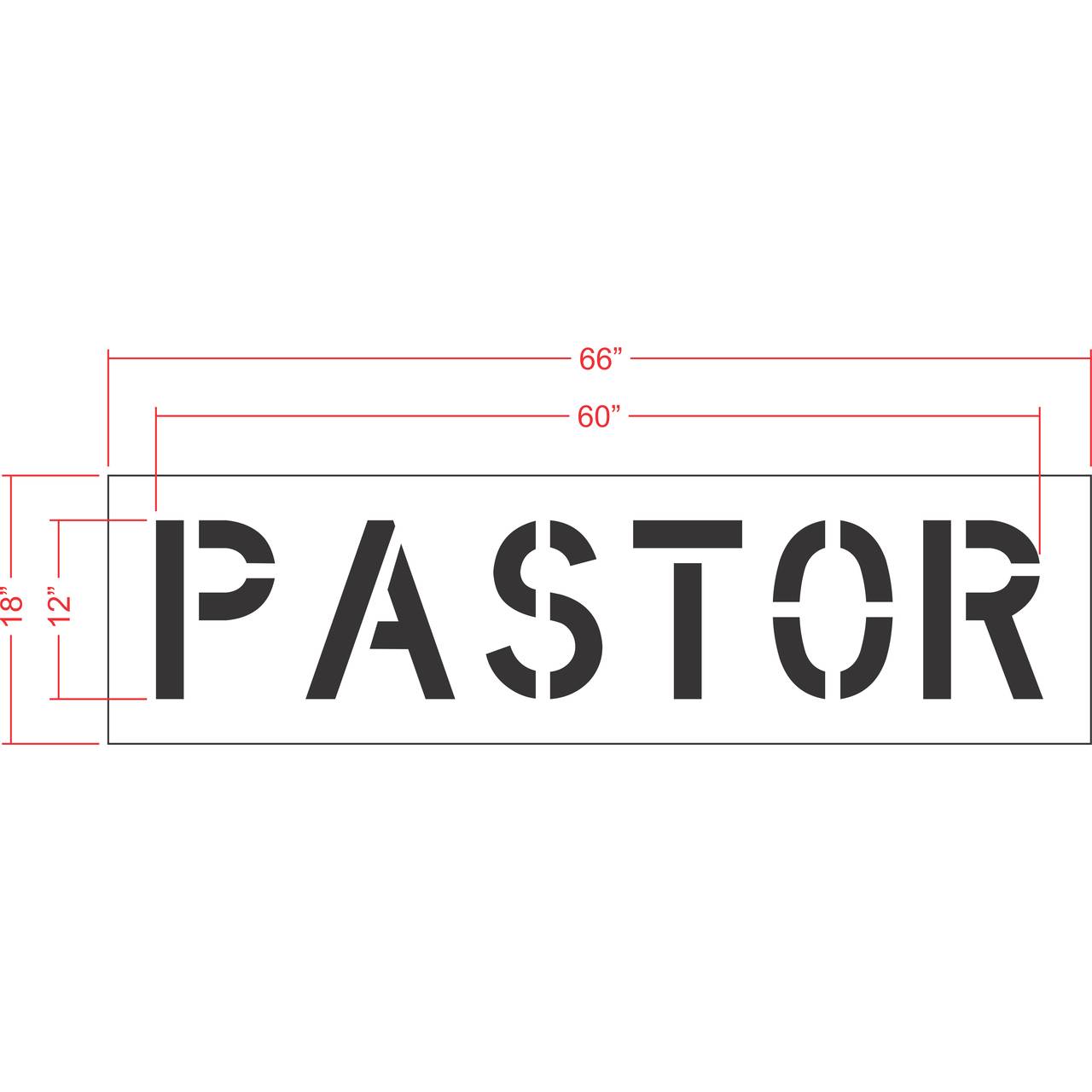 12 inch PASTOR pavement marking stencil for church parking lot and clergy space striping applications
