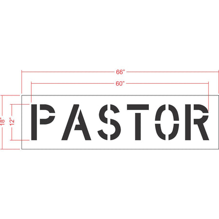 12 inch PASTOR pavement marking stencil for church parking lot and clergy space striping applications
