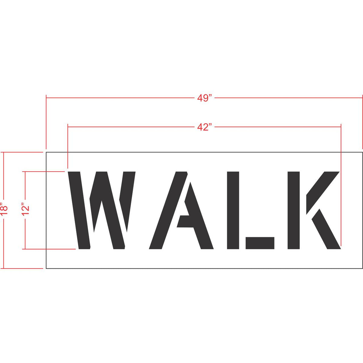 12" WALK Stencil - High-quality stencil for pavement marking, durable and reusable