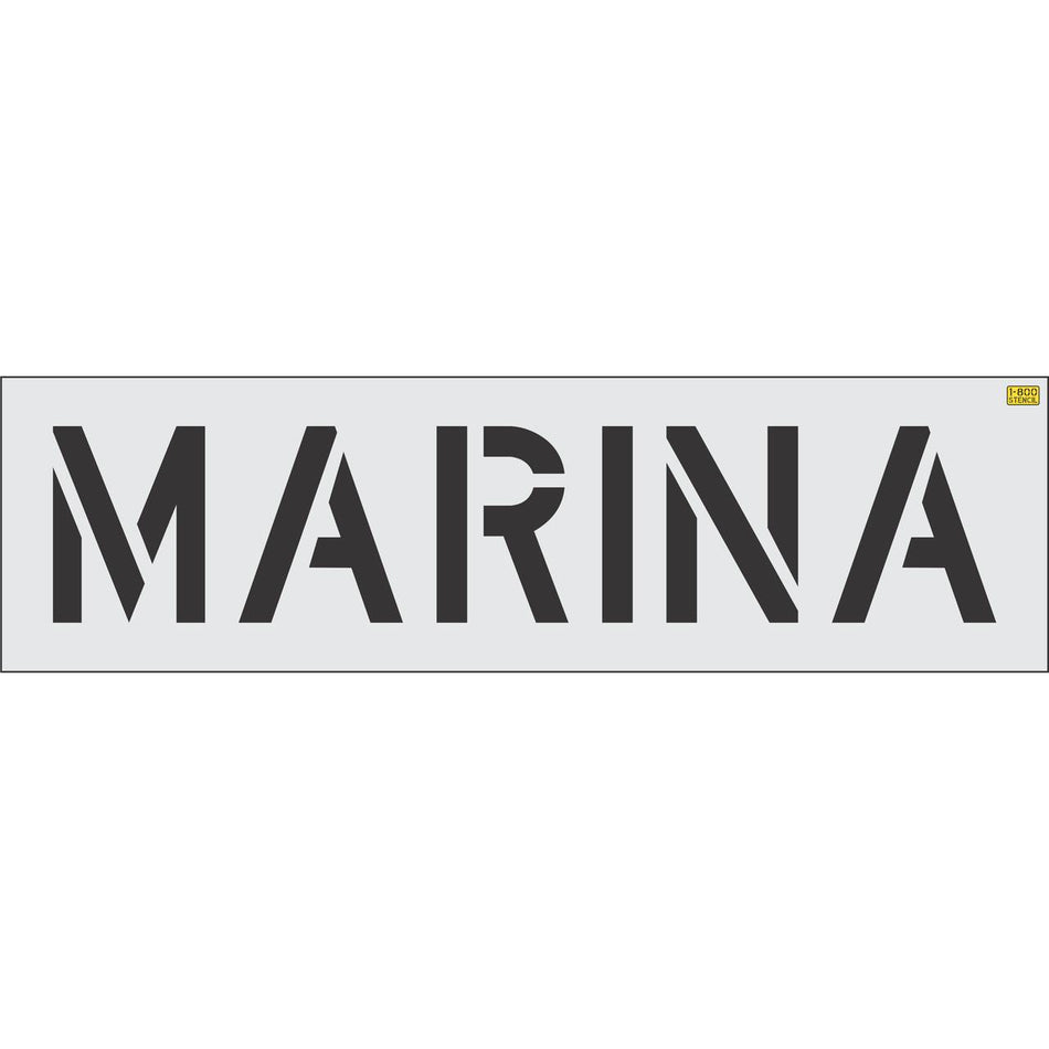 12 inch MARINA pavement marking stencil for marina facilities and waterfront property striping applications