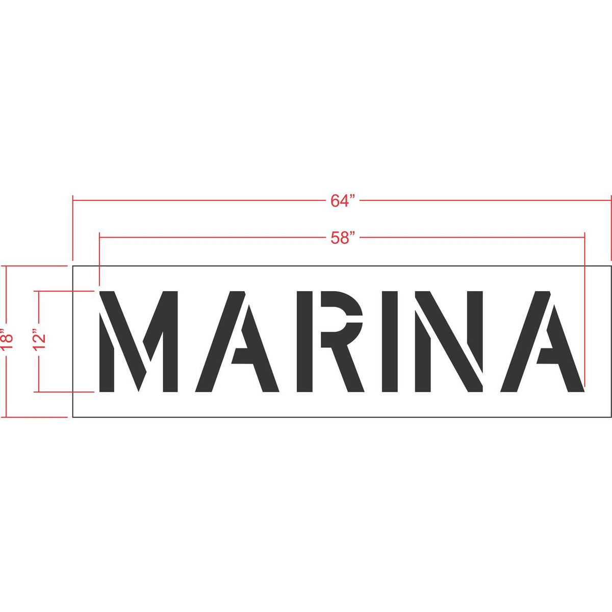12 inch MARINA pavement marking stencil for marina facilities and waterfront property striping applications