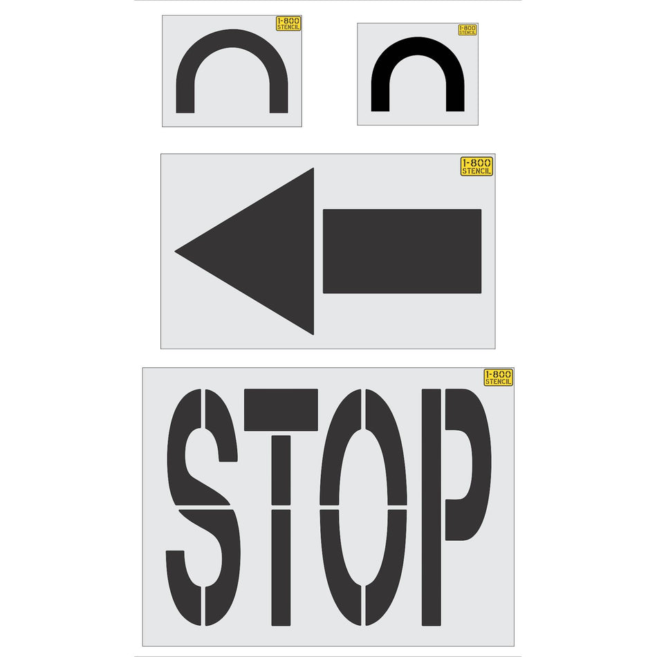 4 piece Costco stencil kit for retail parking lot and commercial pavement marking applications