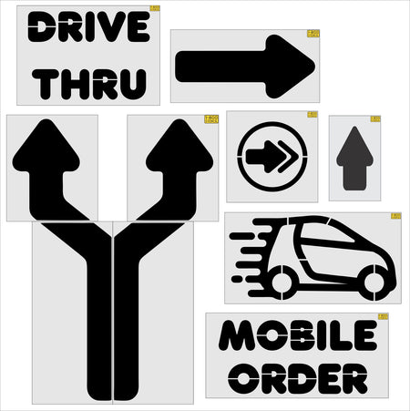 {7pc} Dunkin Donuts Pro Stencil Kit - High-quality stencil for pavement marking, durable and reusable