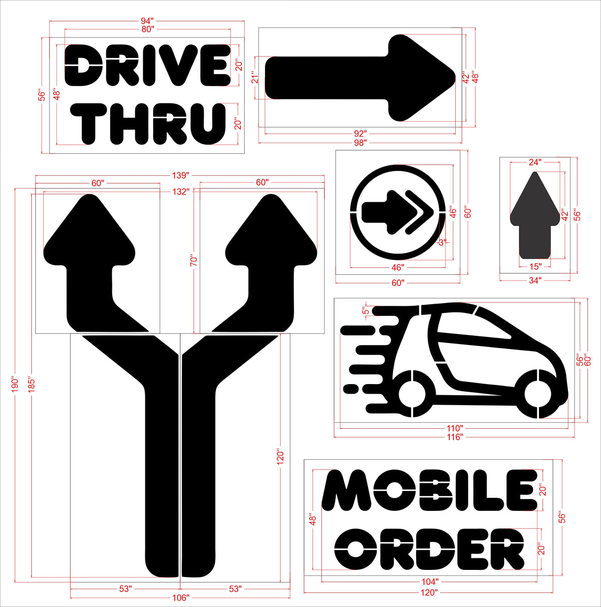 {7pc} Dunkin Donuts Pro Stencil Kit - High-quality stencil for pavement marking, durable and reusable