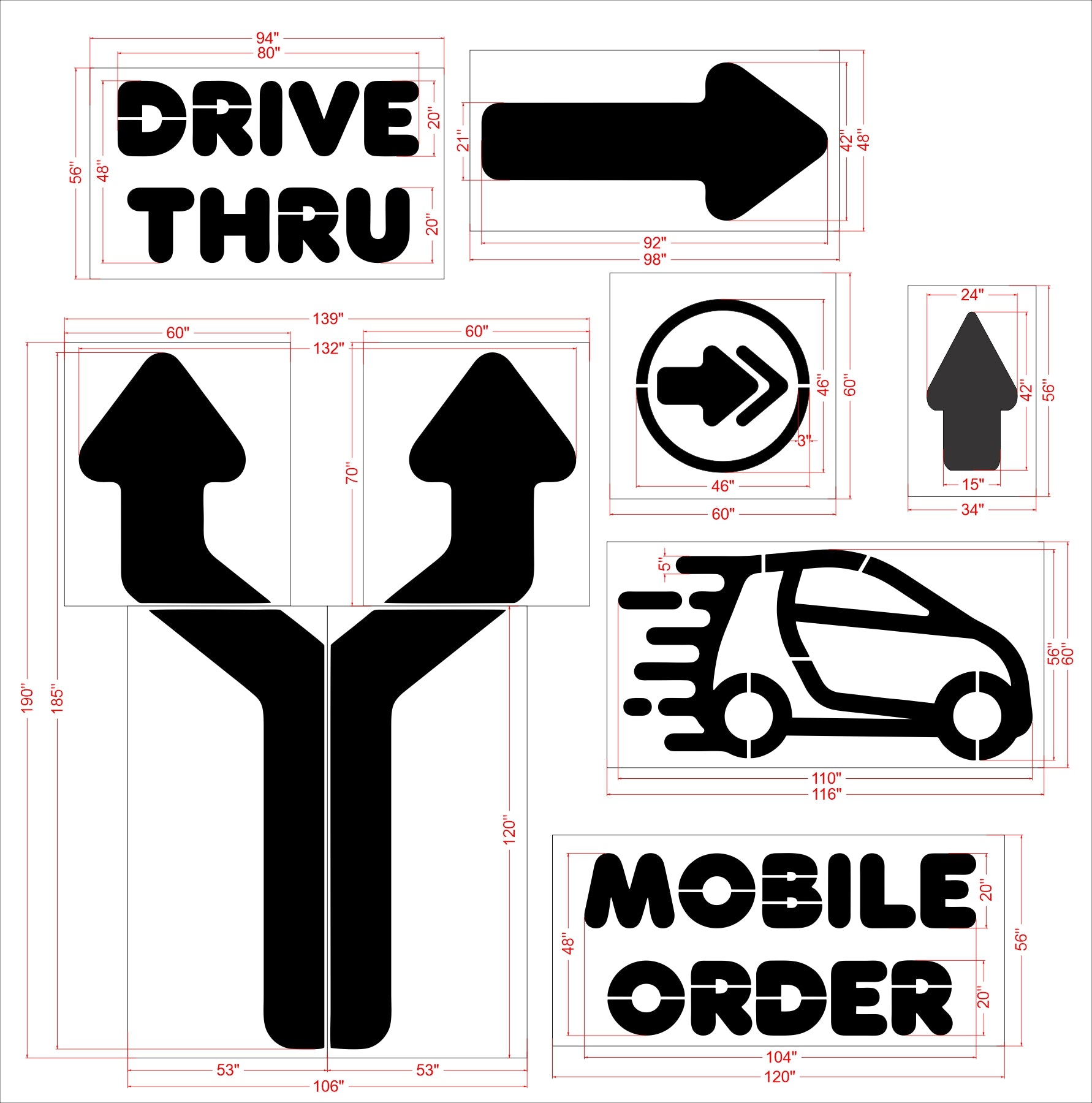 {7pc} Dunkin Donuts Pro Stencil Kit - High-quality stencil for pavement marking, durable and reusable
