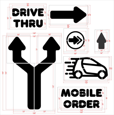 {7pc} Dunkin Donuts Pro Stencil Kit - High-quality stencil for pavement marking, durable and reusable