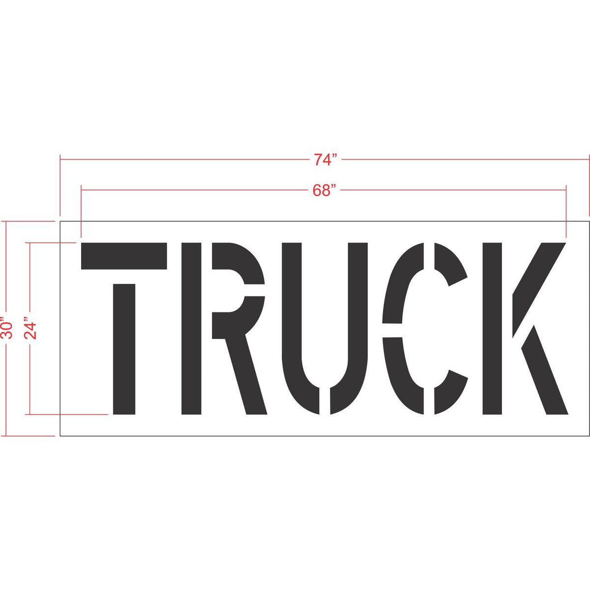 24 inch TRUCK pavement marking stencil for loading zones and commercial parking lot striping applications