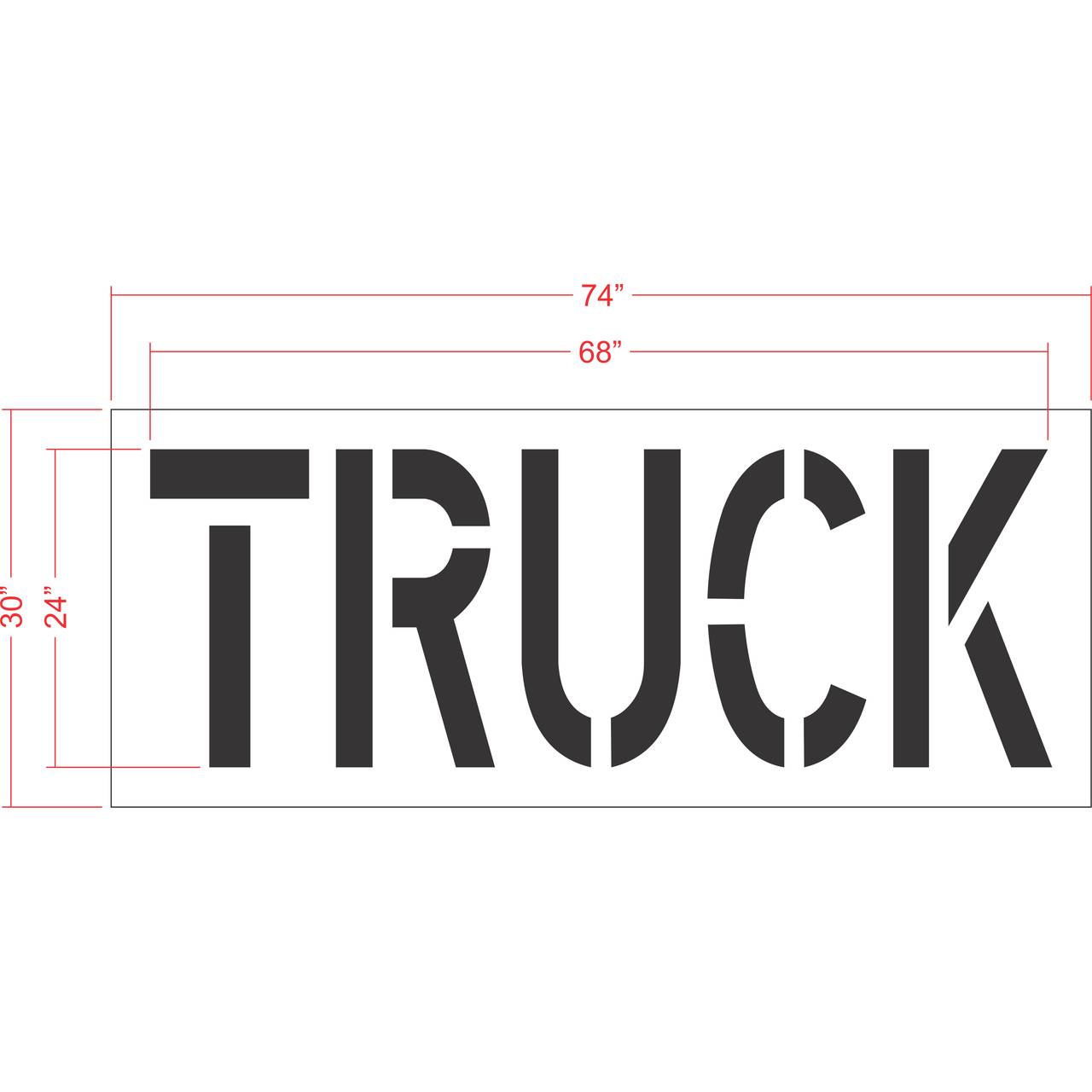 24 inch TRUCK pavement marking stencil for loading zones and commercial parking lot striping applications