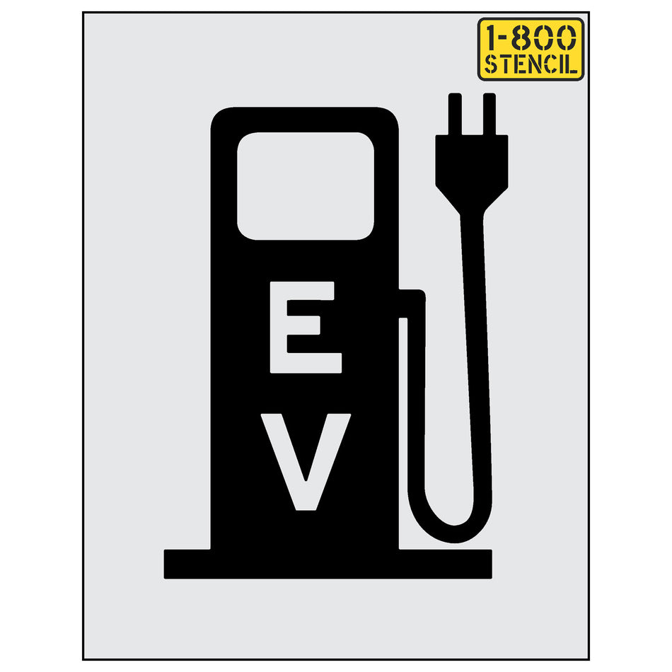 24" Electric Vehicle Symbol - gas pump style - No bridging - Stencil