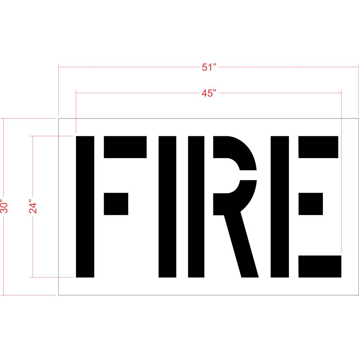 24 inch FIRE pavement marking stencil for fire lane and commercial safety striping applications