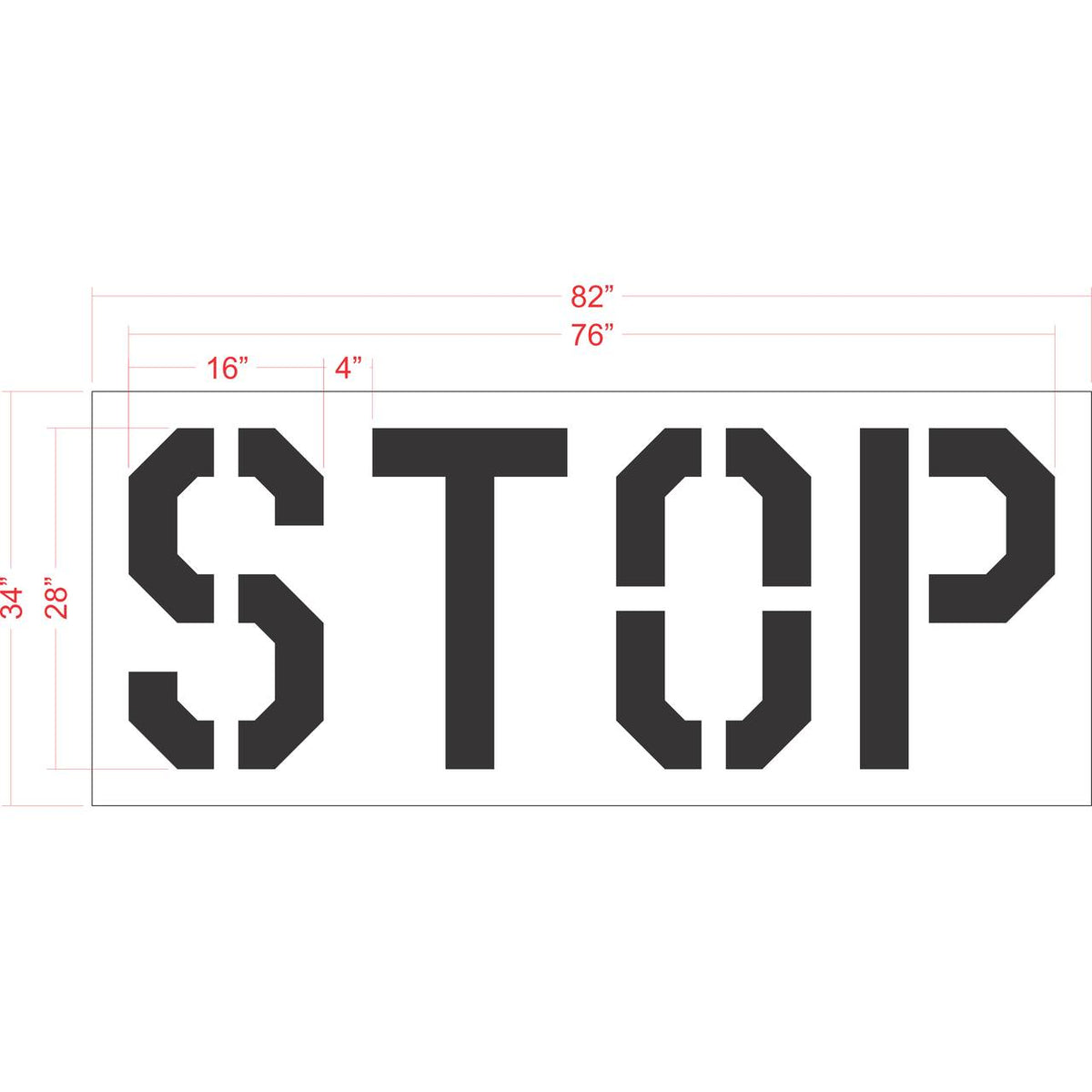 28 inch Lowe's STOP pavement marking stencil for retail parking lot and commercial traffic control striping applications